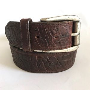 Vintage Tooled Leather Belt